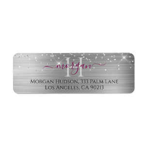Silver Glitter & Large Monogram, Maroon Name