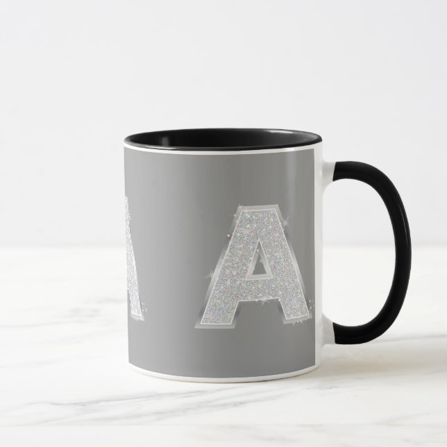 Silver Glitter Letter A Mug (Right)