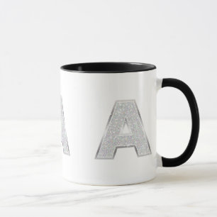 Silver Glitter Letter A Mug