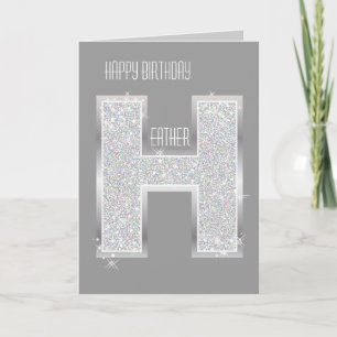 Silver Glitter Letter H Card