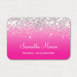 Silver Glitter Light and Hot Pink Ombre Name Tag