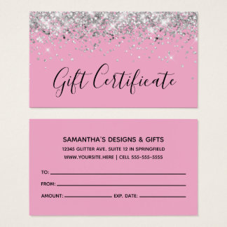 Silver Glitter Light Pink Gift Certificate