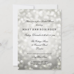Silver Glitter Lights Elegant Bridal Shower Invitation
