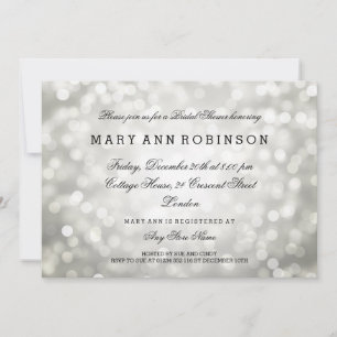 Silver Glitter Lights Elegant Bridal Shower Invitation