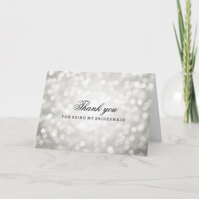 Silver Glitter Lights Thank You Bridesmaid (Front)