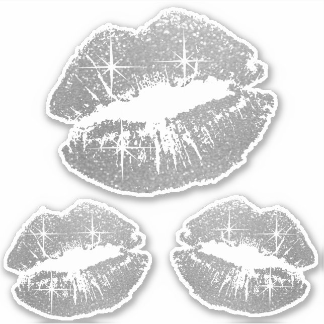 Silver Glitter Lips - Kiss-Cut (Front)