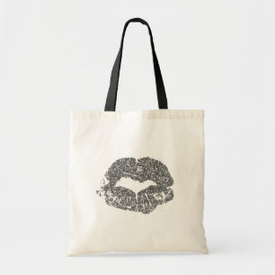 Silver Glitter Lips Tote Bag