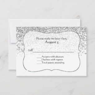 Silver Glitter Look All Purpose RSVP Card