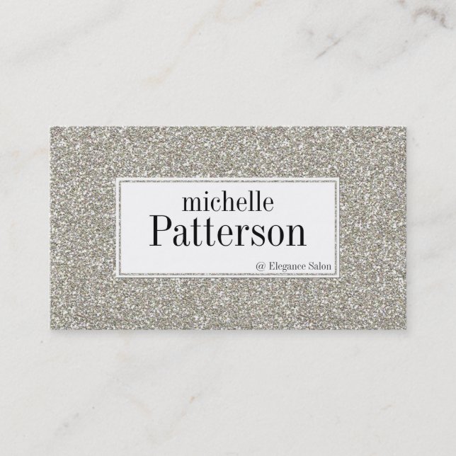 Silver Glitter Look Appointment Business Cards (Front)