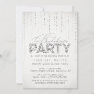 Silver Glitter Look Bachelorette Party Invitation