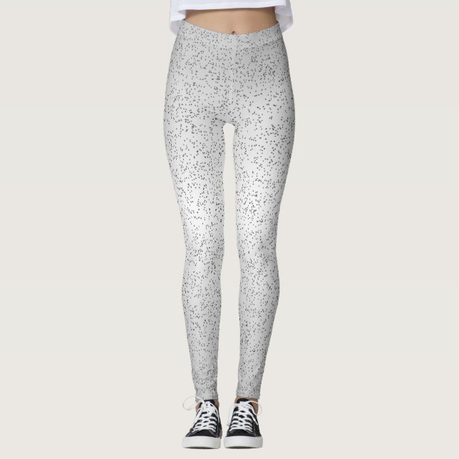 Silver Glitter Look Leggings (Front)