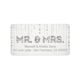 Silver Glitter Look Mr. & Mrs. Labels