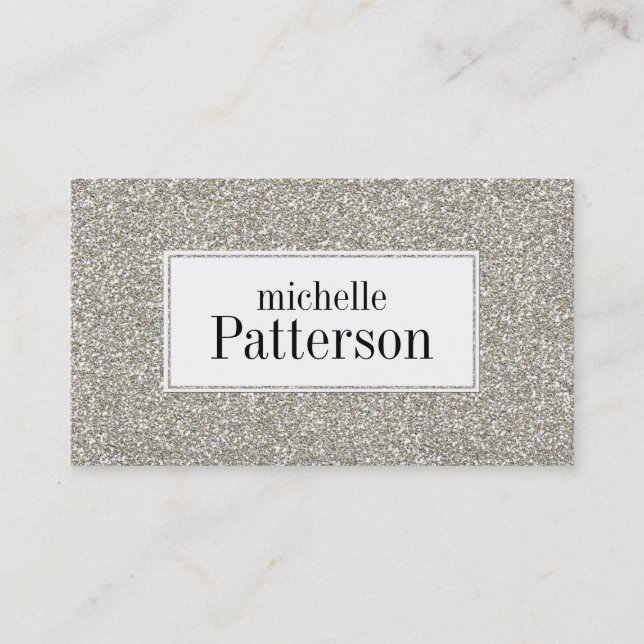 Silver Glitter Look Professional Business Cards (Front)