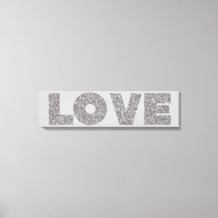 Silver Glitter Love Canvas Print