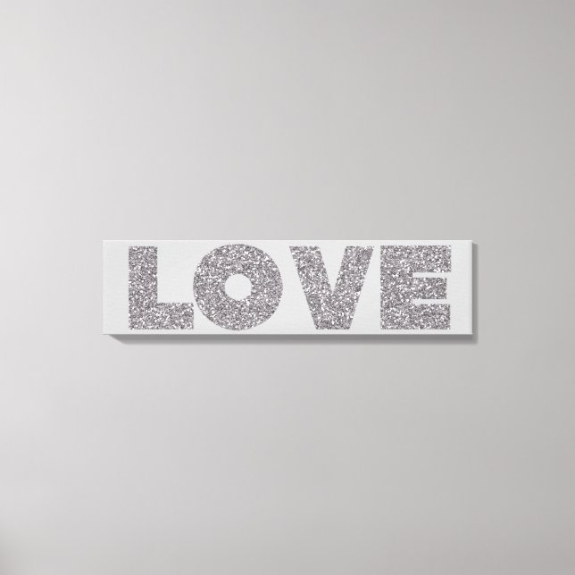 Silver Glitter Love Canvas Print (Front)