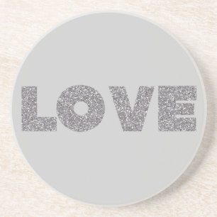 Silver Glitter Love Coaster