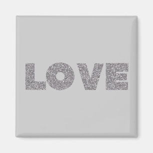 Silver Glitter Love Magnet