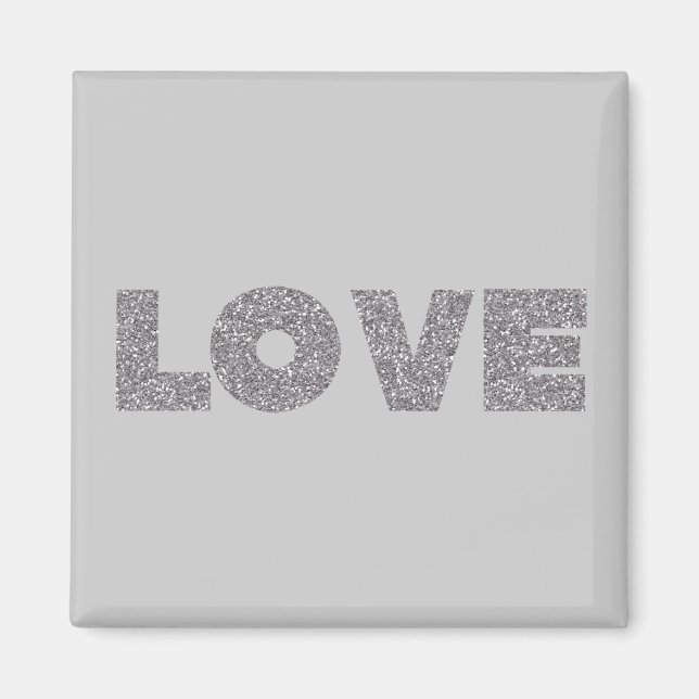 Silver Glitter Love Magnet (Front)