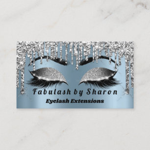 Silver Glitter  Makeup Artist Lashes Princess Blue Business Card