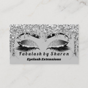Silver Glitter Makeup Artist Lashes Princess Gray Business Card