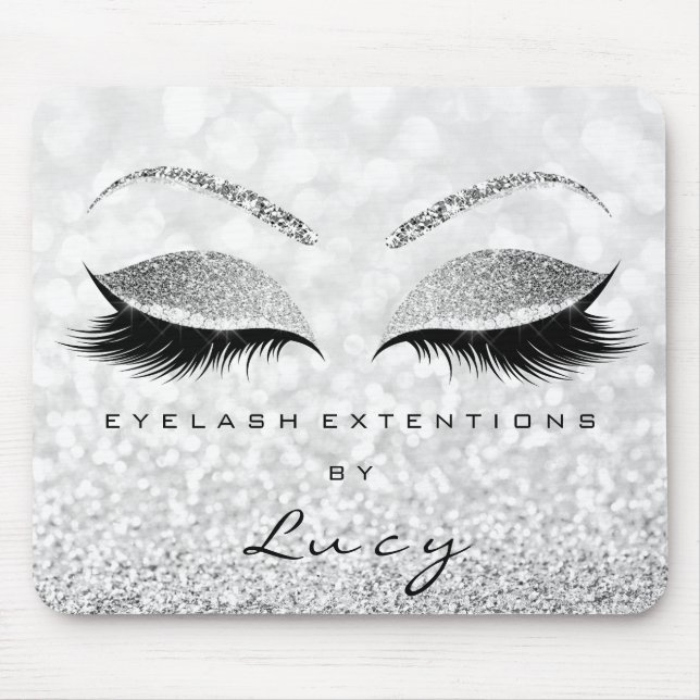 Silver Glitter Makeup Beauty Studio Lash Grey More Mouse Mat (Front)