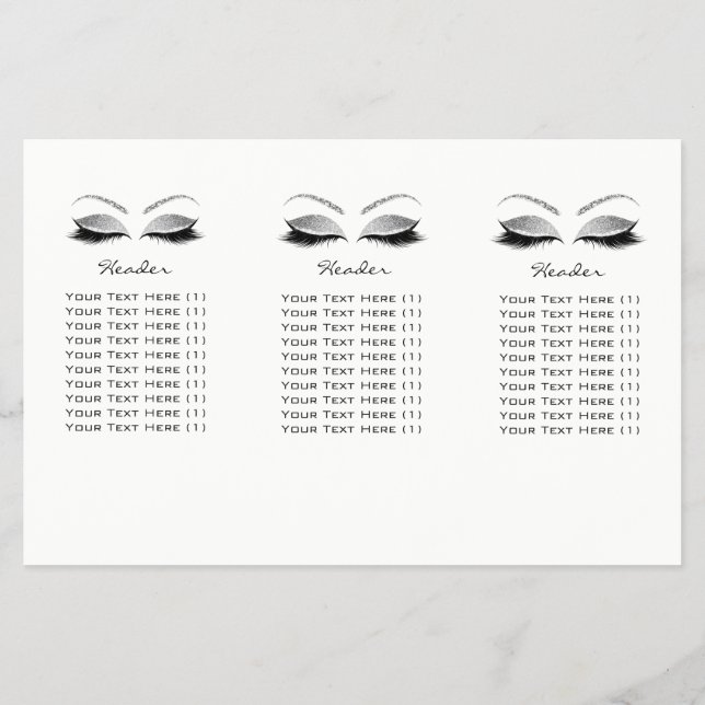 Silver Glitter Makeup Eyes White Lash DL Leaflet Flyer (Back)