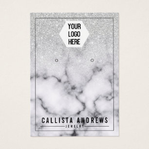 Silver Glitter Marble Ombre Logo Earring Display