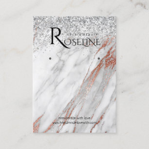 Silver glitter marble white Logo Earring Display Business Card