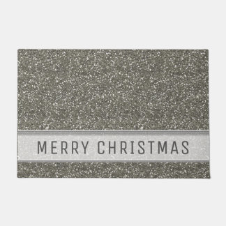 Silver Glitter Merry Christmas Doormat