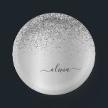 Silver Glitter Metal Monogram Glam Name Paper Plate<br><div class="desc">Silver Faux Foil Metallic Sparkle Glitter Brushed Metal Monogram Name and Initial Party Plates. This makes the perfect sweet 16 birthday,  wedding,  bridal shower,  anniversary,  baby shower or bachelorette party gift for someone that loves glam luxury and chic styles.</div>