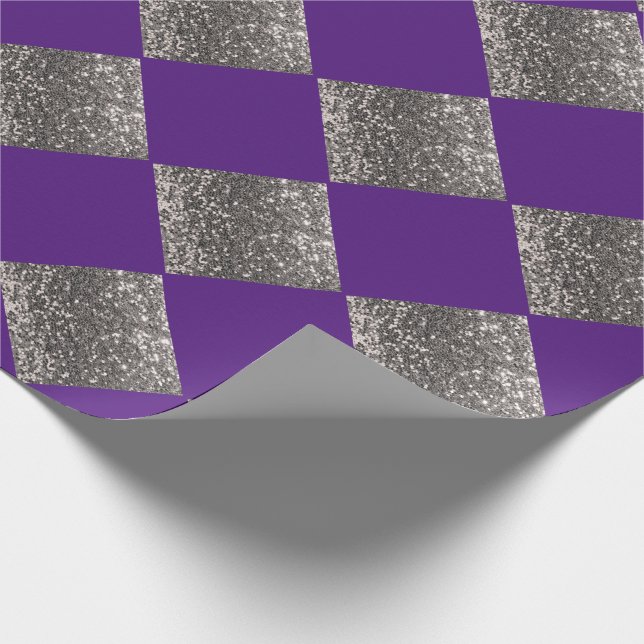 Silver Glitter Metallic Purple Abstract Chic Wrapping Paper (Corner)