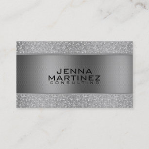 Silver Glitter & Metallic Silver Mash Consulting Business Card