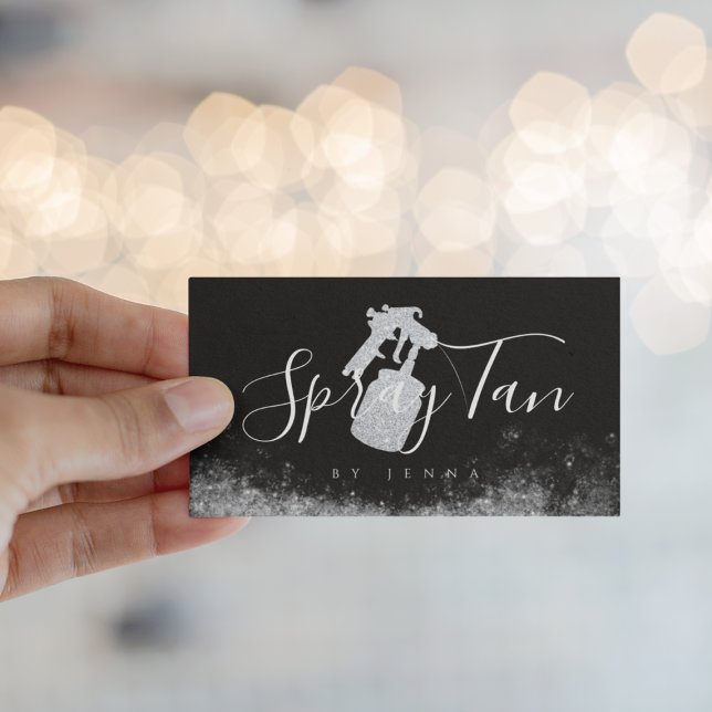 Silver Glitter Moblie Spray Tan  Business Card (Creator Uploaded)