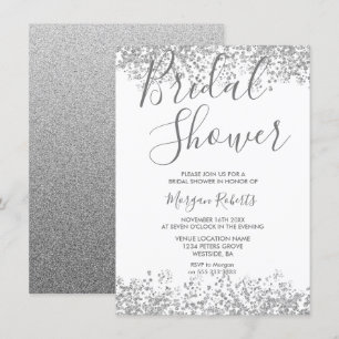 Silver Glitter Modern Bridal Shower Invitation