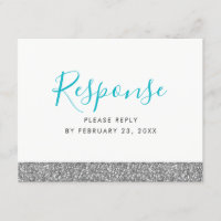 Silver Glitter Modern Fun RSVP Response POSTCARD