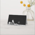 Silver Glitter Modern Glam High Heel Shoes Place Card<br><div class="desc">Elegant and Chic Modern Silver and Black Place Cards or Escort Cards for Table Place Seating Assignments with Faux Silver High Heel Stiletto Shoes and custom name calligraphy script,  perfect for an elegant and glam birthday,  fashion business event,  sweet 16,  quinceanera,  or bat mitzvah.</div>