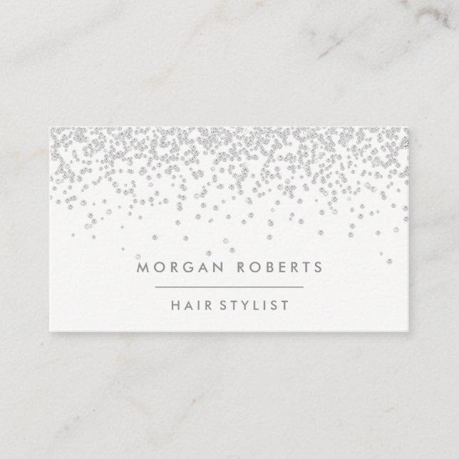 Silver Glitter Modern Grey all occupations Business Card (Front)