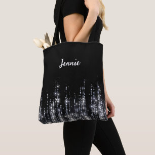 Silver Glitter Monogrammed Personalised Gift Tote Bag