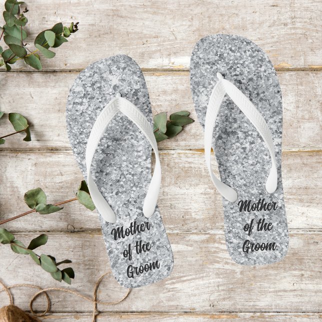 Silver Glitter Mother of The Bride Groom Wedding Flip Flops (Creator Uploaded)