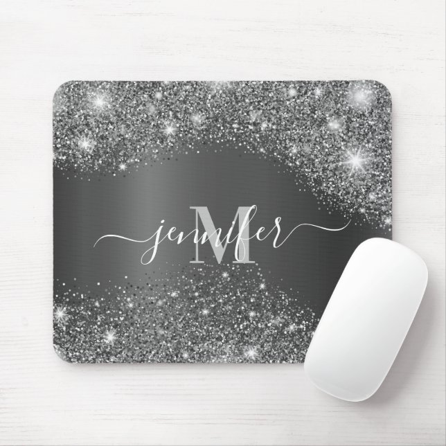 Silver Glitter Mouse Mat (With Mouse)