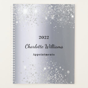Silver glitter name script  planner