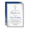 Silver Glitter Navy Blue Boy Baptism Invitation