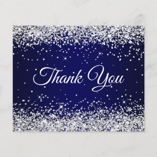 Silver Glitter Navy Blue Ombre Thank You Flyer