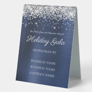 Silver Glitter Navy Blue Party Sponsors