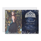 Silver glitter navy blue photo tiara Sweet 16