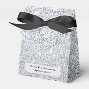 Silver Glitter Newlywed Wedding Thank You Gift Favour Box