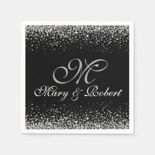 Silver Glitter Night Sky Napkin