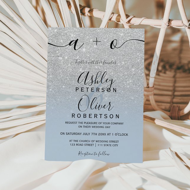 Silver glitter ombre dusty blue budget wedding (Creator Uploaded)