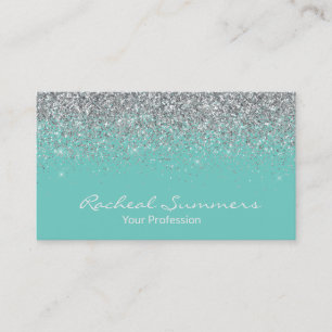 Silver Glitter Ombre Fading Modern Chic Business Card