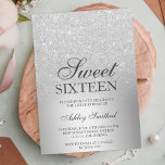 Silver glitter ombre metallic chic Sweet 16 Invitation<br><div class="desc">A chic and luxurious silver glitter ombre metallic foil design with elegant calligraphy typography for a Sweet 16 birthday party invitation .</div>